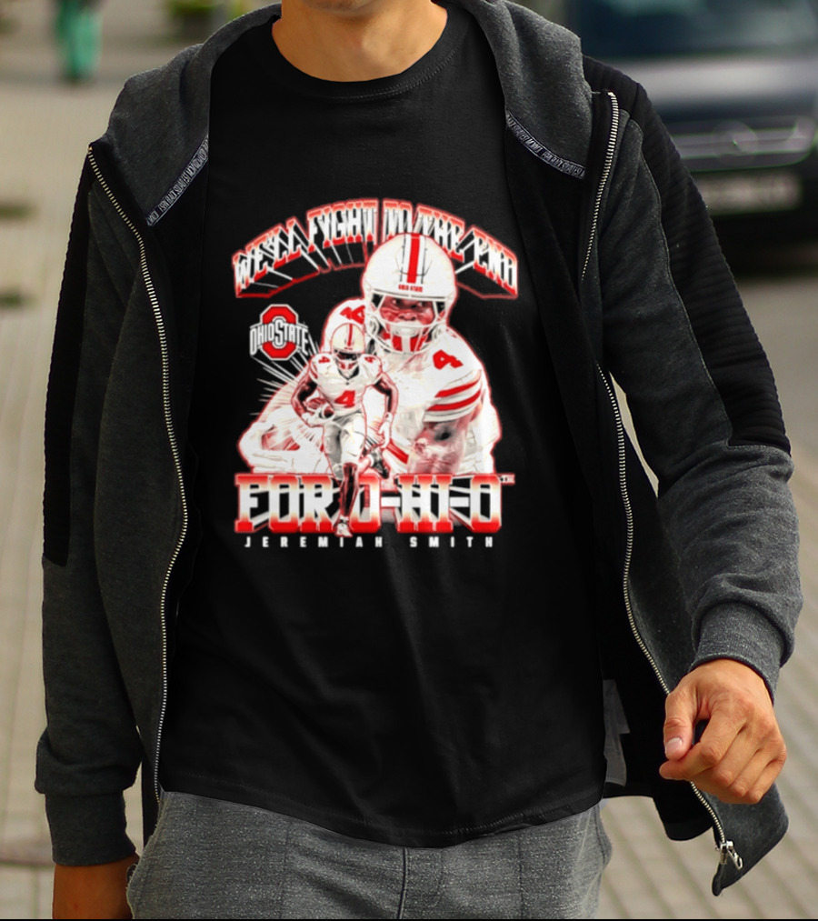 NCAA Ohio State Buckeyes Jeremiah Smith For O H I O We'll Fight To The End Player 4 T-Shirt