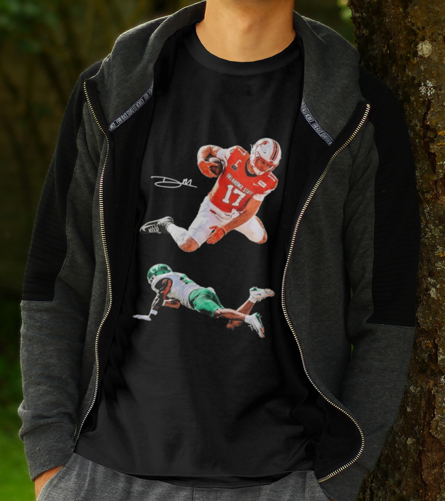 Oklahoma State Football Player Leap Over Oregon Opponent T-Shirt