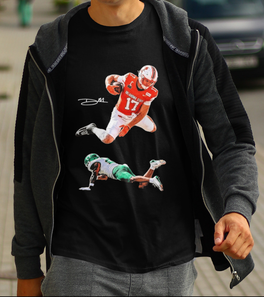 Oklahoma State Football Player Leap Over Oregon Opponent T-Shirt