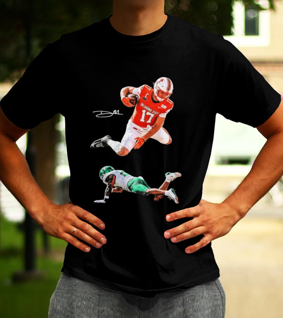 Oklahoma State Football Player Leap Over Oregon Opponent T-Shirt
