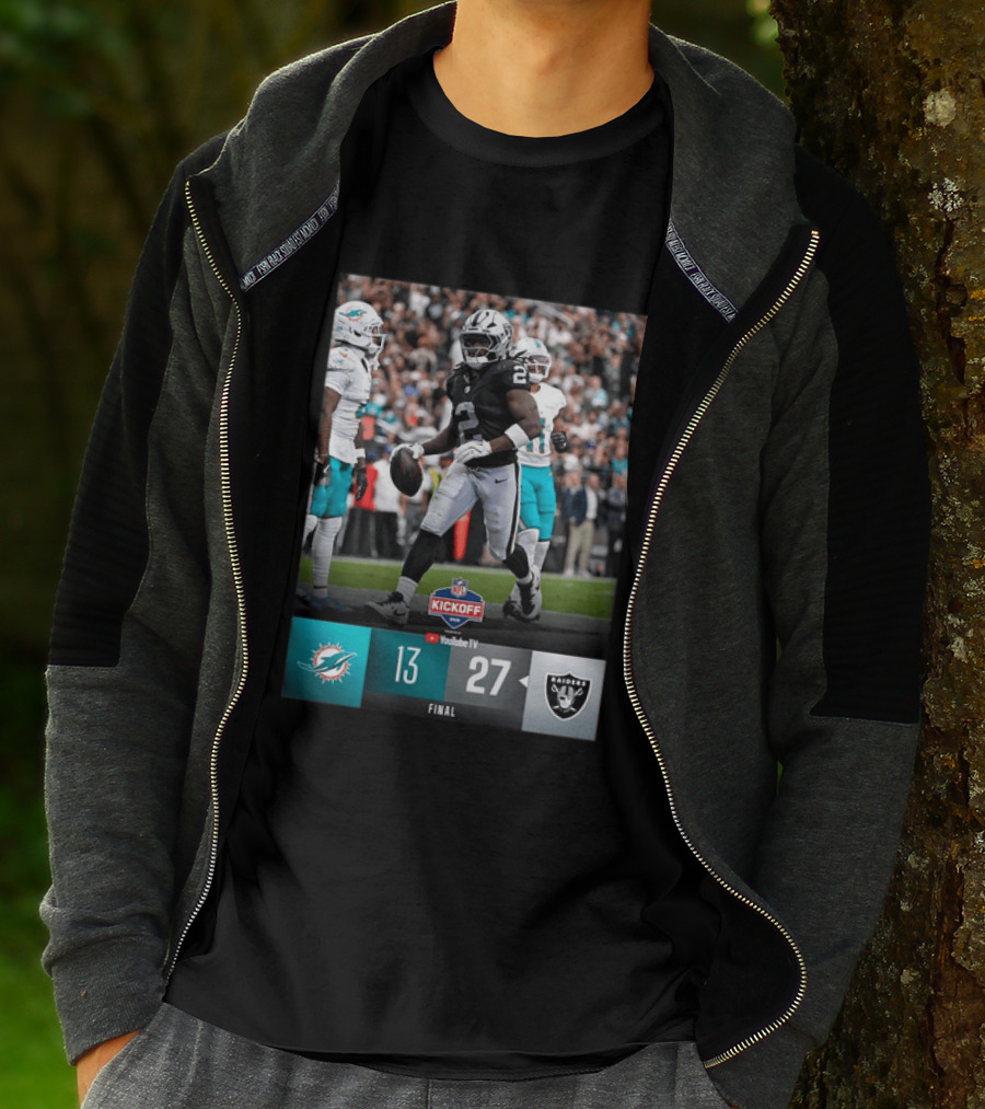 Las Vegas Raiders 27 Vs Miami Dolphins 13 NFL Kickoff Final Score T-Shirt