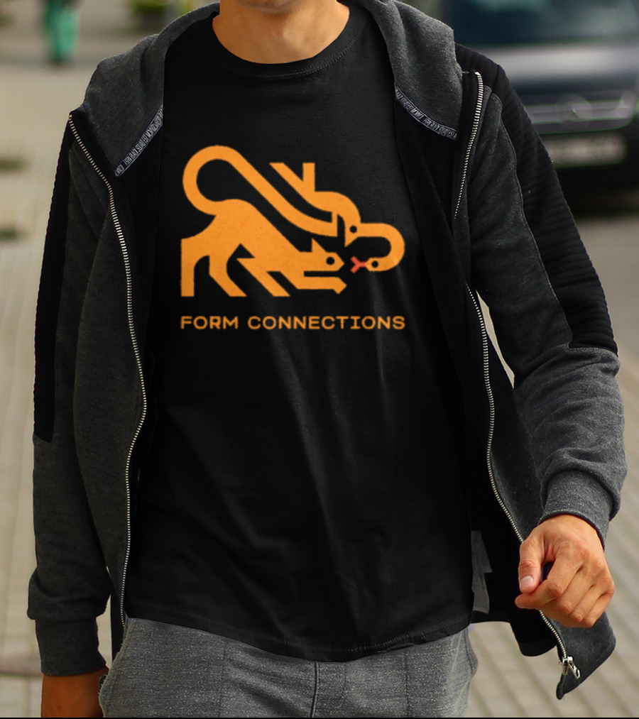 Form Connections Minimalist Cat And Snake T-Shirt