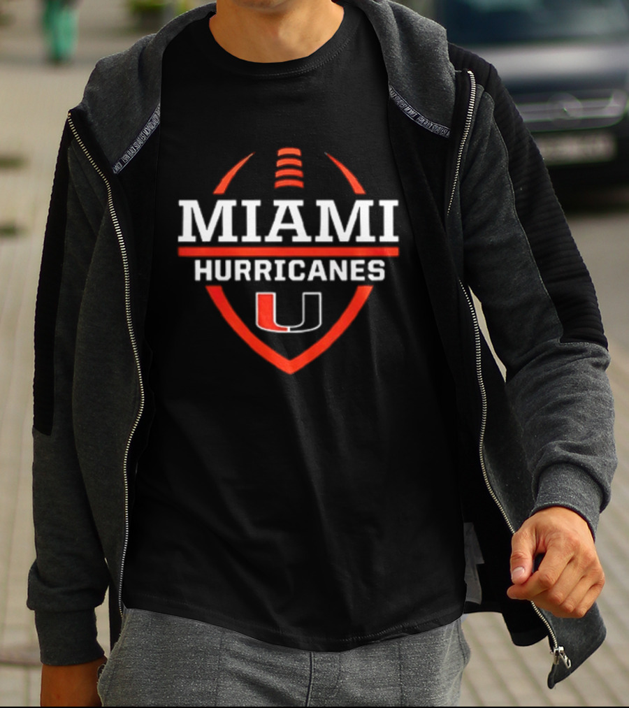 Miami Hurricanes 2026 Helmet Pregame Football University U 2 Sided T-Shirt