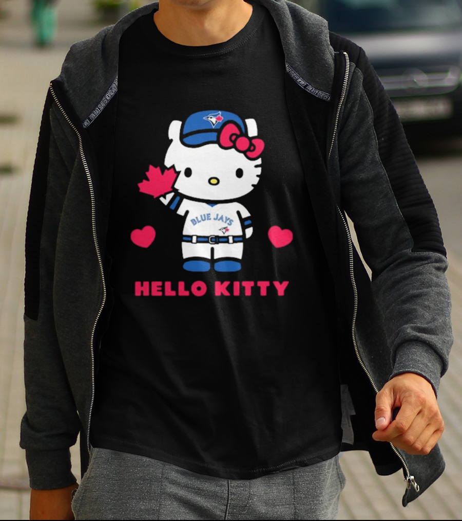 Hello Kitty Blue Jays 2026 With Maple Leaf And Hearts T-Shirt