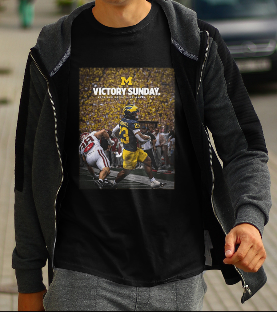 M Victory Sunday Michigan Defeats Oklahoma 10 10 College Football T-Shirt