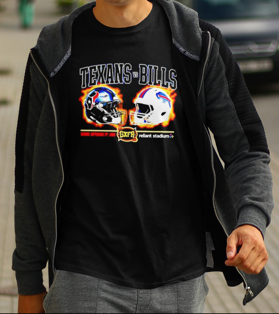 Texans Bills Helmet Showdown Vintage Style Game Day Football T-Shirt