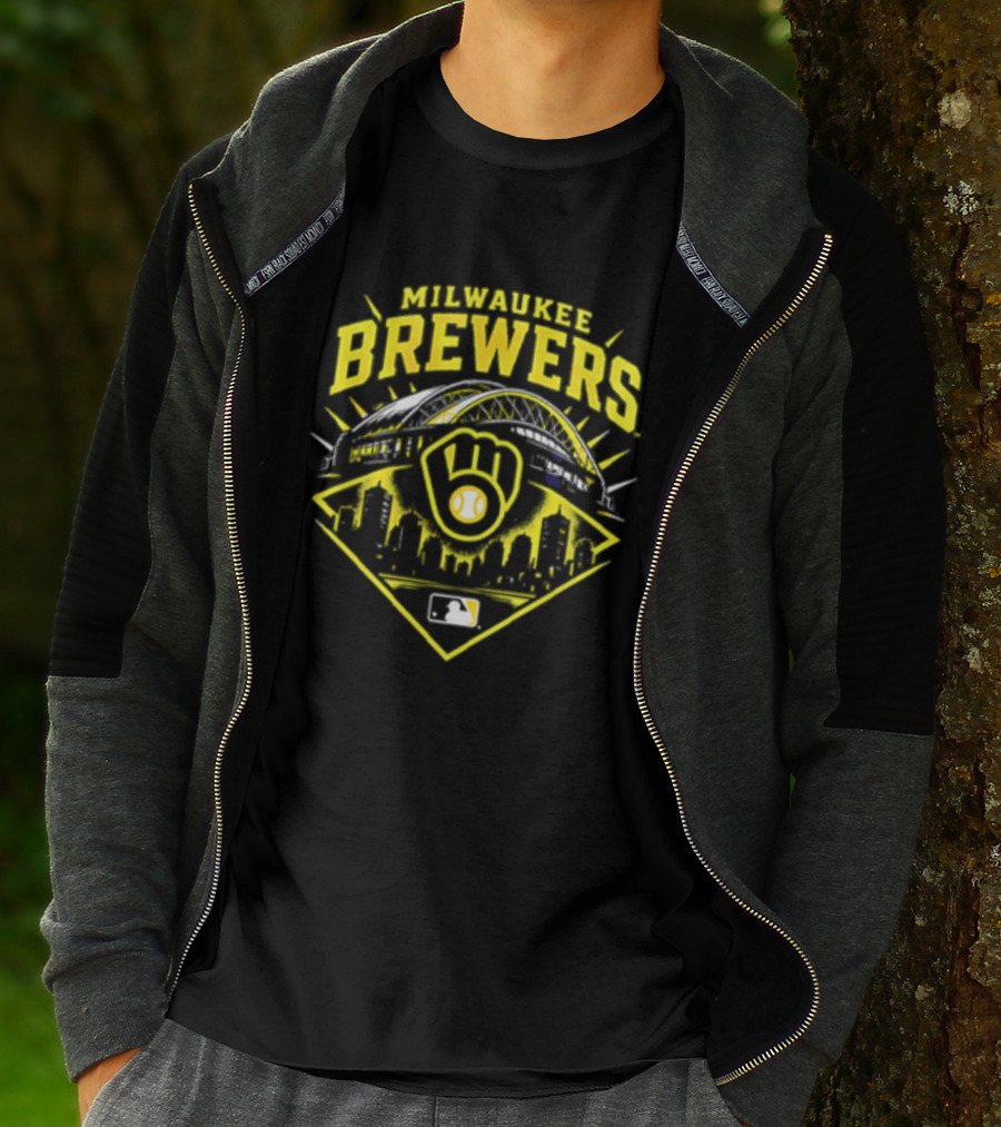 Milwaukee Brewers Skyline Baseball MLB Postseason 2026 Win Our Way Stadium T-Shirt
