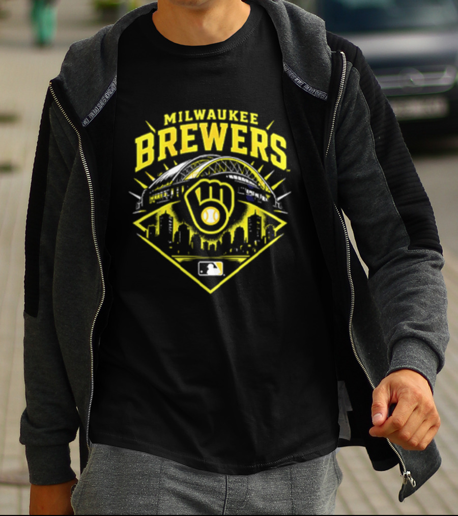 Milwaukee Brewers Skyline Baseball MLB Postseason 2026 Win Our Way Stadium T-Shirt