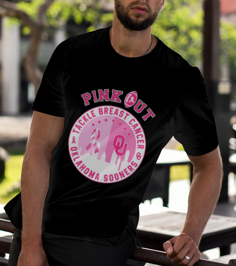 Oklahoma Sooners Pink Out Tackle Breast Cancer Football NCAA T-Shirt