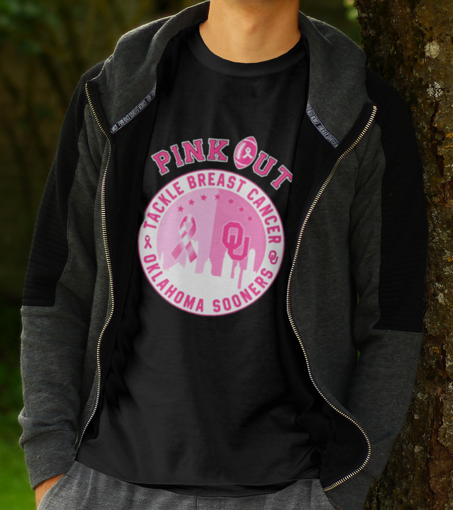 Oklahoma Sooners Pink Out Tackle Breast Cancer Football NCAA T-Shirt