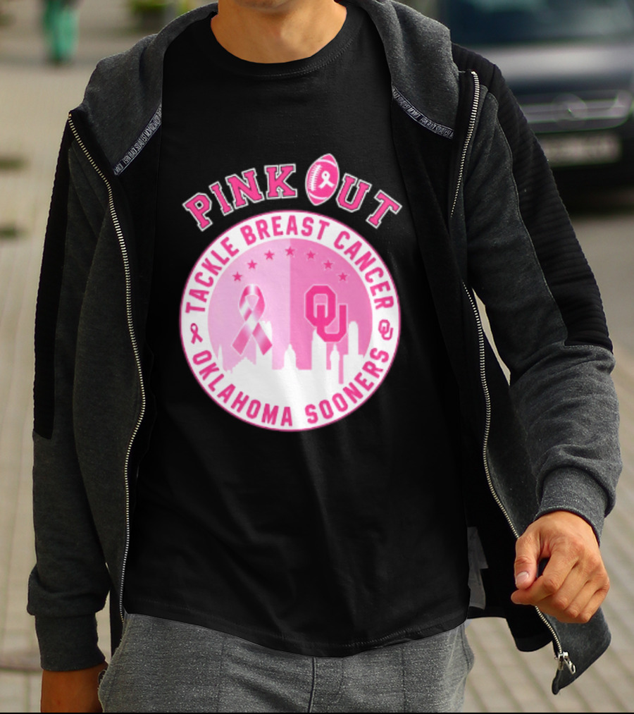 Oklahoma Sooners Pink Out Tackle Breast Cancer Football NCAA T-Shirt