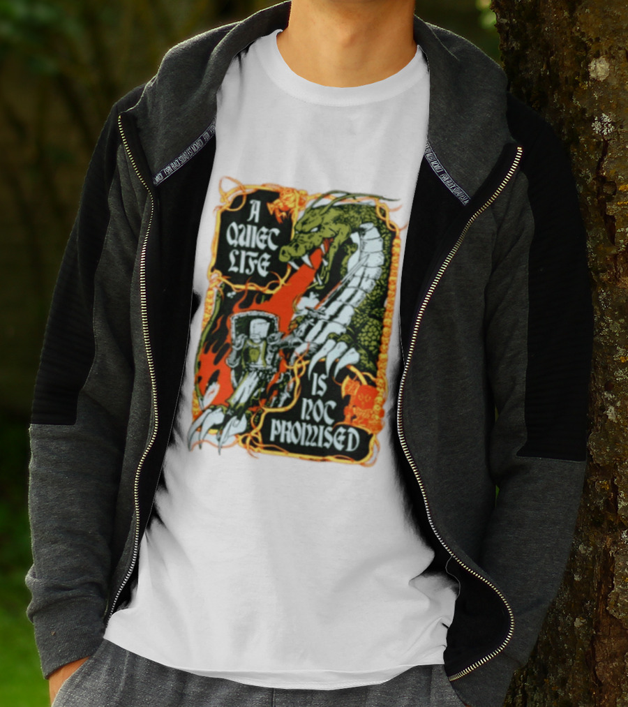 A Quiet Life Is Not Promised Dragon Knight Vintage Fantasy Adventure Scene T-Shirt