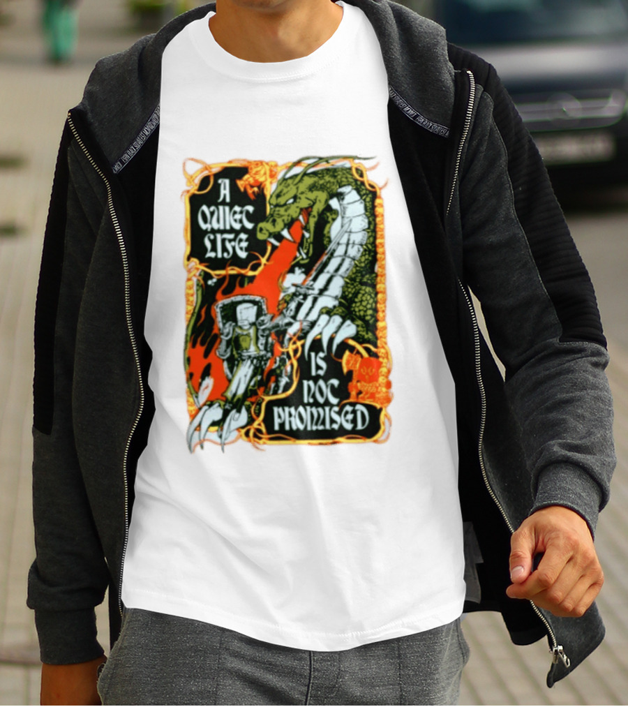 A Quiet Life Is Not Promised Dragon Knight Vintage Fantasy Adventure Scene T-Shirt