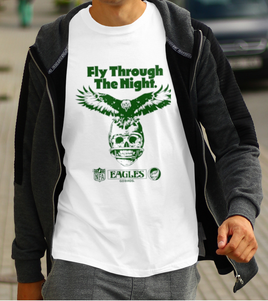 Philadelphia Eagles Fly Through The Night Grateful Dead Football Collaboration T-Shirt