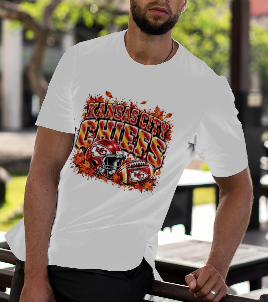 Kansas City Chiefs Football Helmet Autumn Leaves 2026 T-Shirt