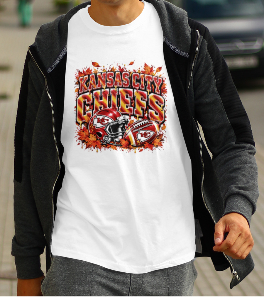 Kansas City Chiefs Football Helmet Autumn Leaves 2026 T-Shirt