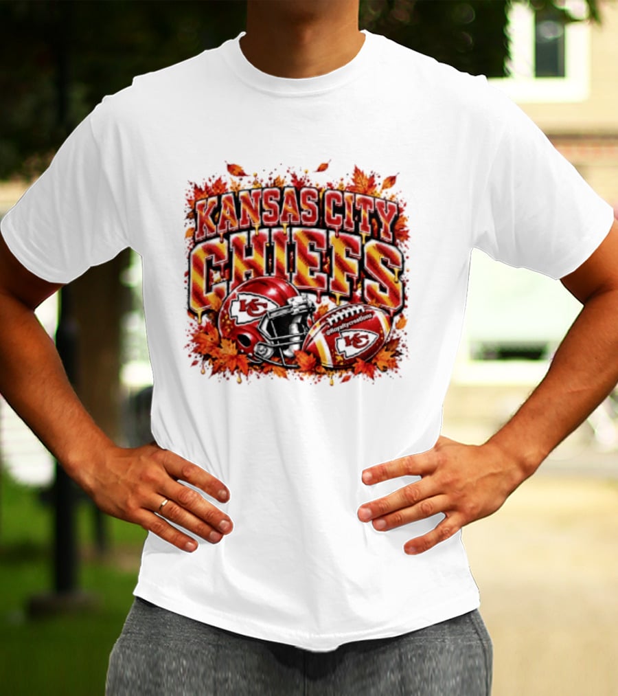 Kansas City Chiefs Football Helmet Autumn Leaves 2026 T-Shirt