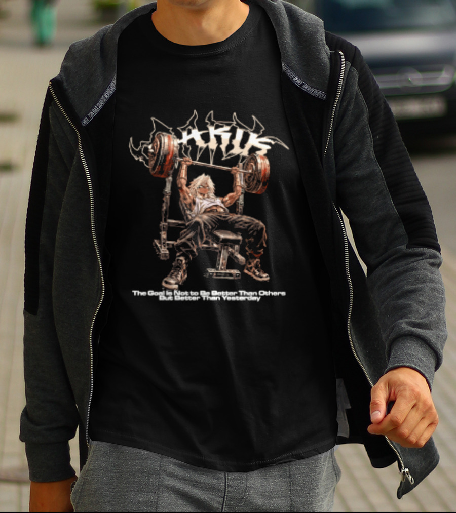 Yami Marik Yu Gi Oh The Goal Is Not To Be Better Than Others But Better Than Yesterday Anime Bench Press Scene T-Shirt