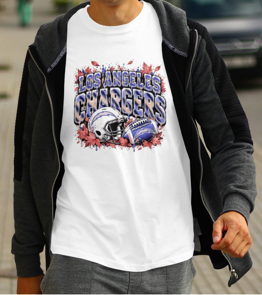 Los Angeles Chargers Football Helmet Autumn Leaves 2026 T-Shirt