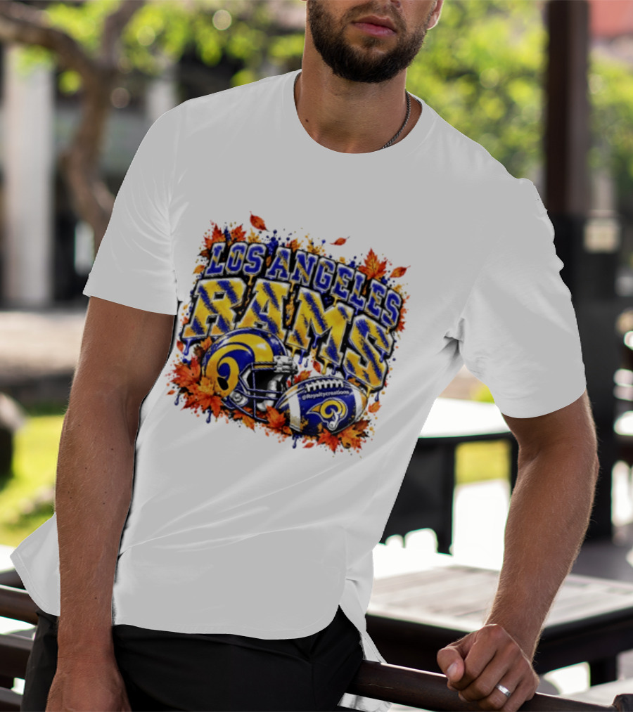 Los Angeles Rams Helmet Autumn Leaves Halloween 2026 T-Shirt