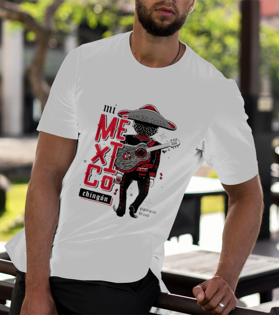 Mi Mexico Chingon Mexico Lindo Pipiripau Brand Traditional Charro Guitar T-Shirt