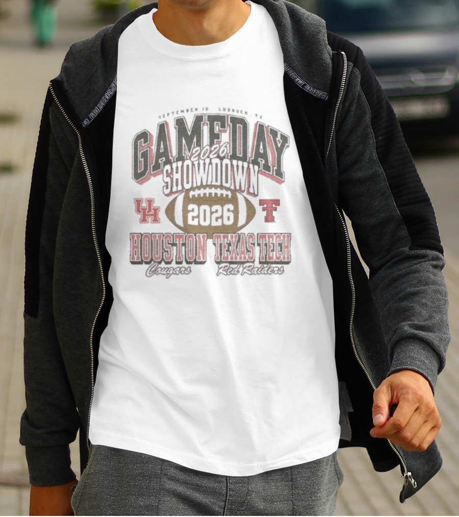 2026 Gameday Showdown Houston Cougars Vs Texas Tech Red Raiders Football T-Shirt