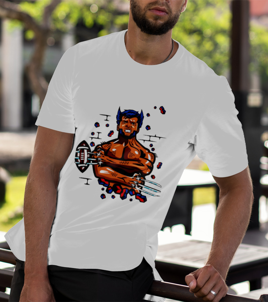 Marvel Wolverine Football Caricature Bold Comic T-Shirt