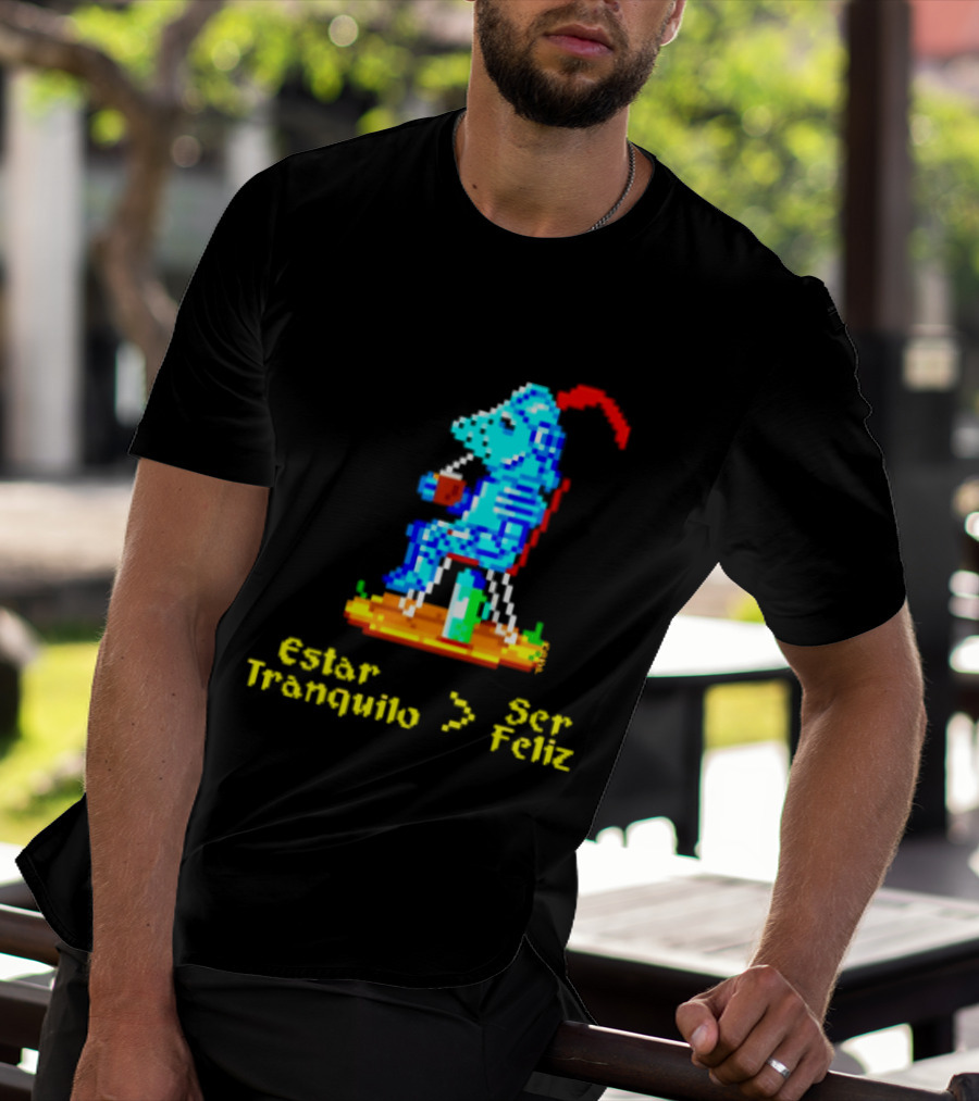 Estar Tranquilo Ser Feliz Pixel Knight Retro Gaming Aesthetic T-Shirt
