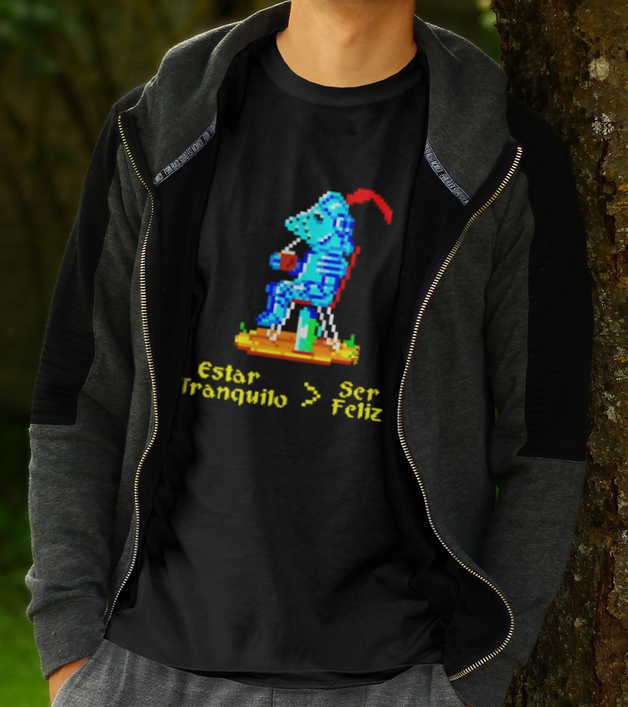 Estar Tranquilo Ser Feliz Pixel Knight Retro Gaming Aesthetic T-Shirt
