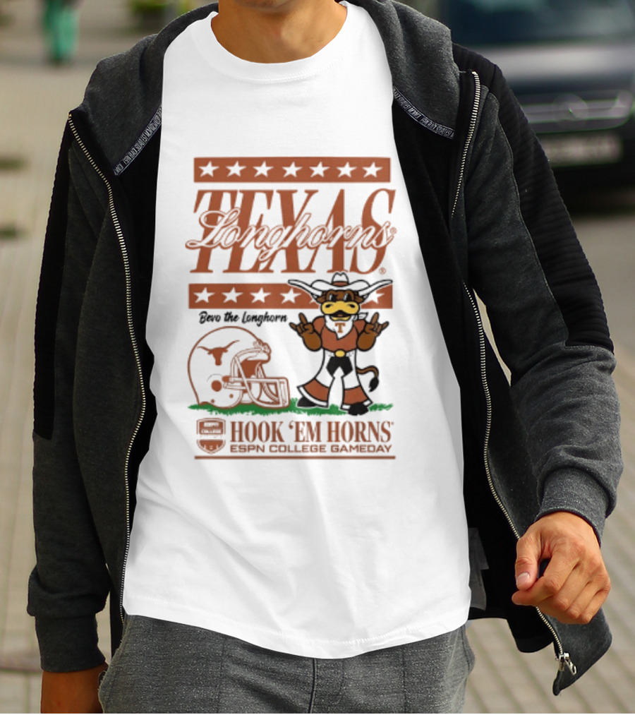 Texas Longhorns Bevo The Longhorn Hook 'Em Horns ESPN College Gameday 2026 T-Shirt