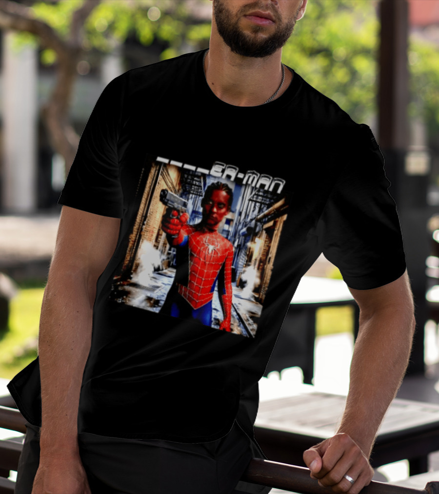 Tobey Maguire Spider Man Marvel Superhero Meme Gun Alley Scene T-Shirt