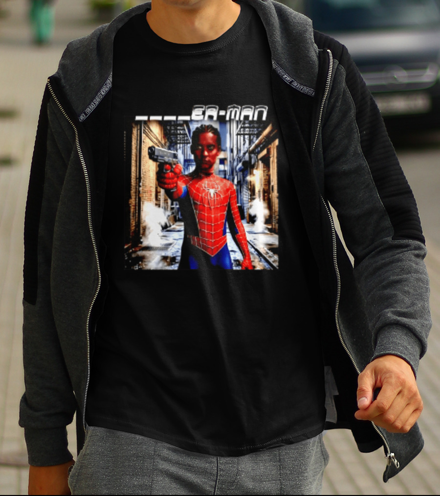 Tobey Maguire Spider Man Marvel Superhero Meme Gun Alley Scene T-Shirt