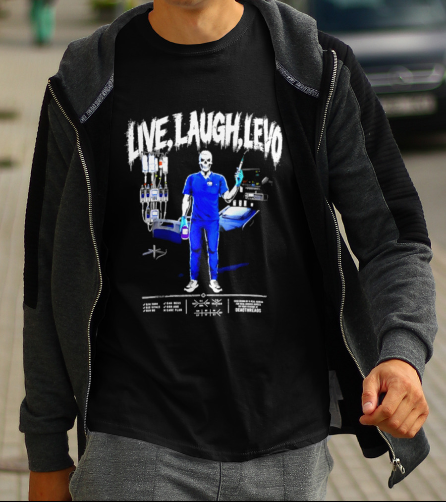 Live Laugh Love Skeleton Nurse With Medical Equipment T-Shirt
