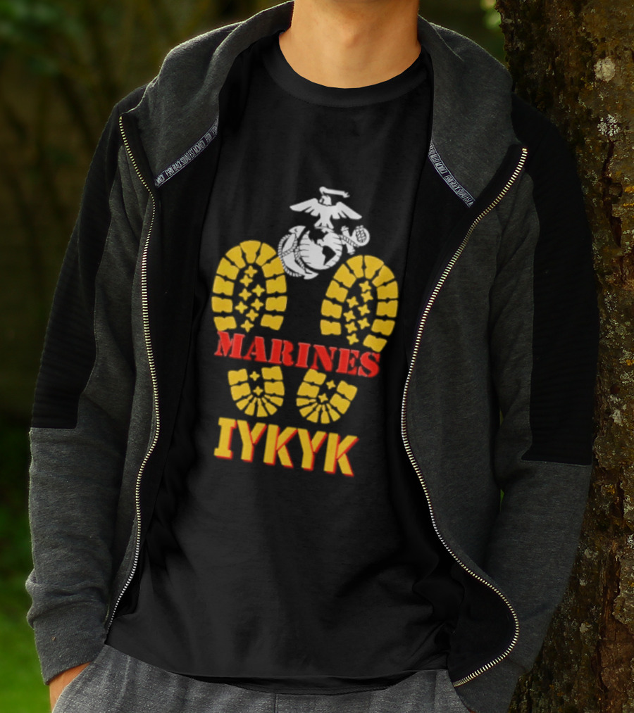 Marines IYKYK USMC Eagle Globe Anchor Boot Print T-Shirt