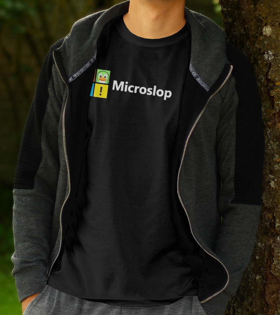 Microslop Parody Tech Developer Icons Linux Microsoft Windows T-Shirt