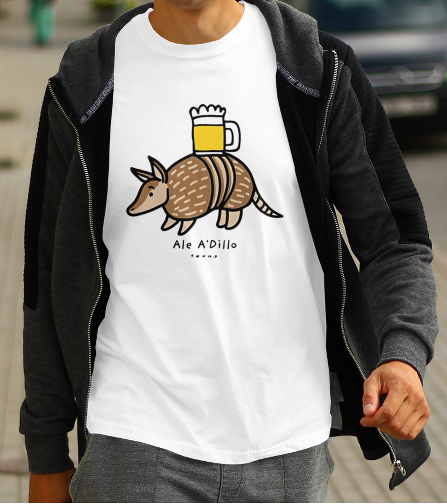 Ale A'Dillo Texas Armadillo With Beer T-Shirt