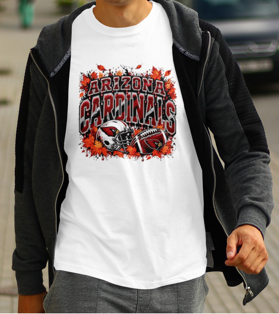 Arizona Cardinals Football Helmet Autumn Leaves 2026 T-Shirt