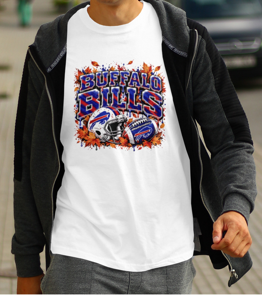 Buffalo Bills Helmet Fall Leaves Football Spirit T-Shirt
