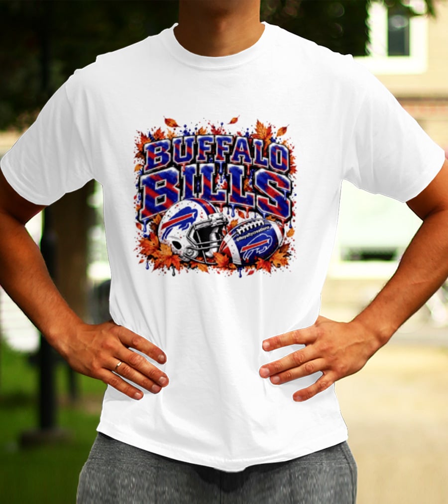 Buffalo Bills Helmet Fall Leaves Football Spirit T-Shirt