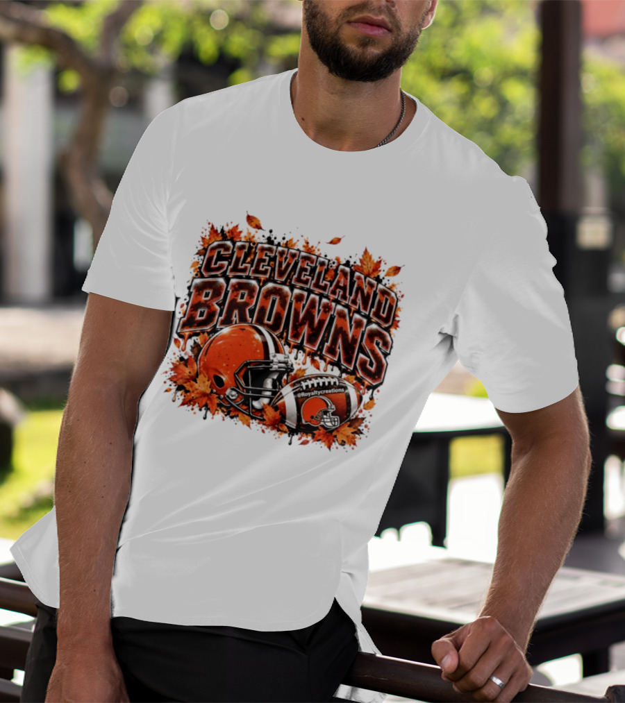 Cleveland Browns Football Helmet Autumn Leaves Halloween 2026 T-Shirt