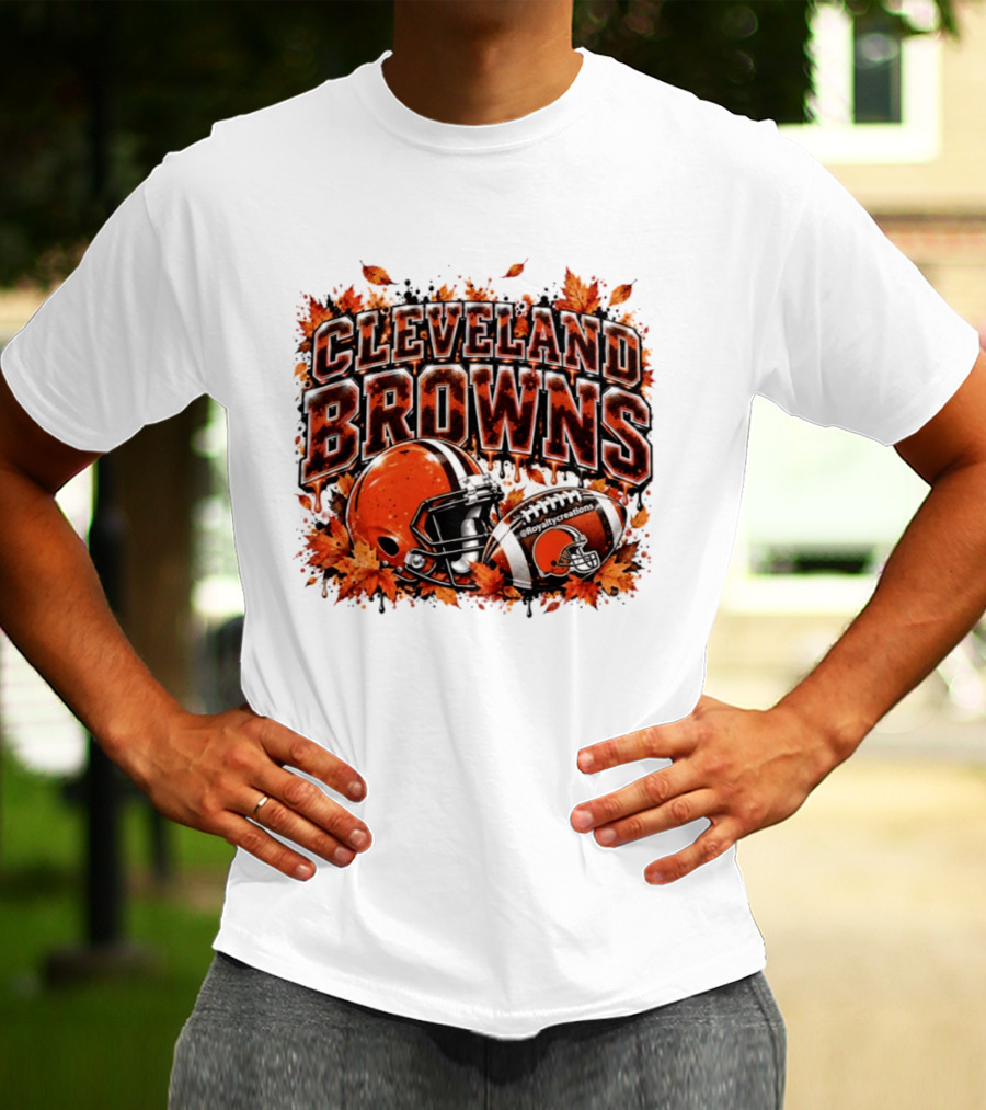 Cleveland Browns Football Helmet Autumn Leaves Halloween 2026 T-Shirt