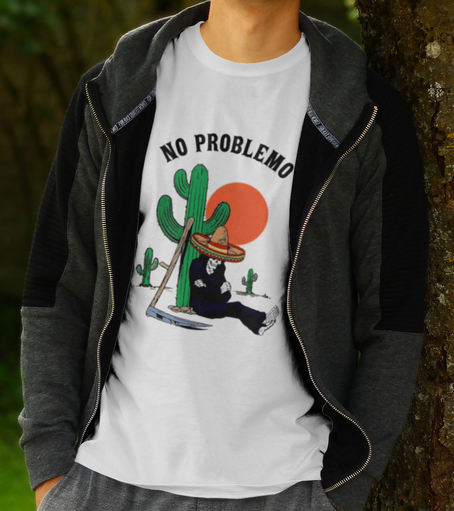 No Problemo Grim Reaper Sombrero Cactus Sunset Mexico T-Shirt