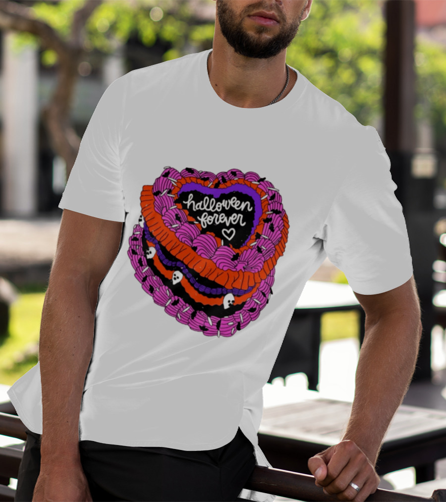 Halloween Forever Heart Cake Spooky Goth Aesthetic Skeleton Decor T-Shirt