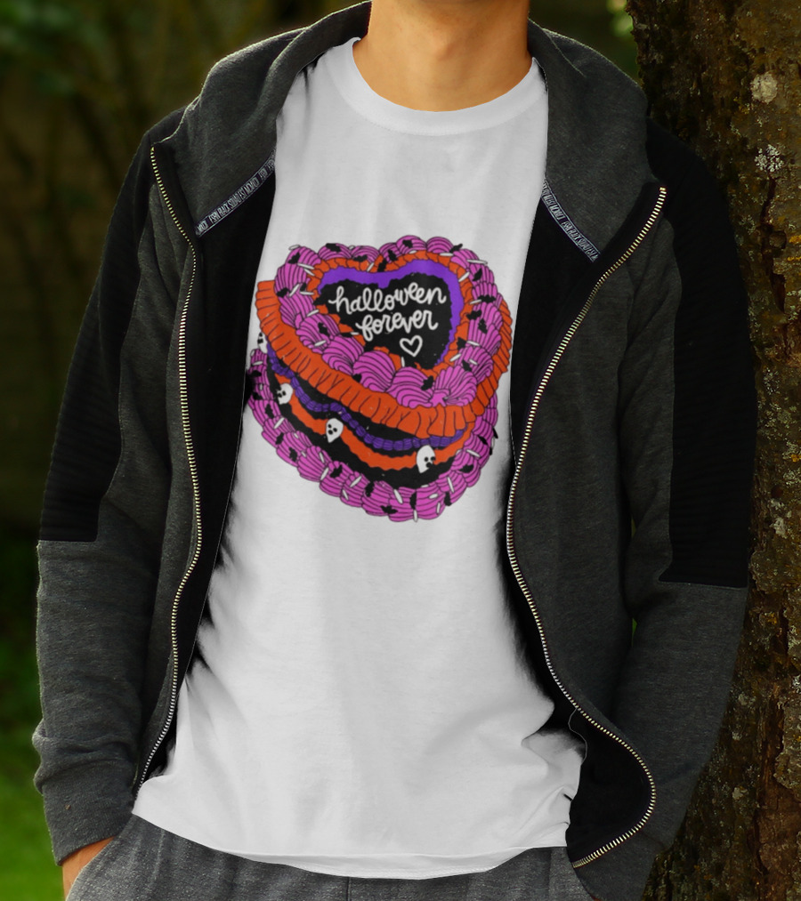 Halloween Forever Heart Cake Spooky Goth Aesthetic Skeleton Decor T-Shirt