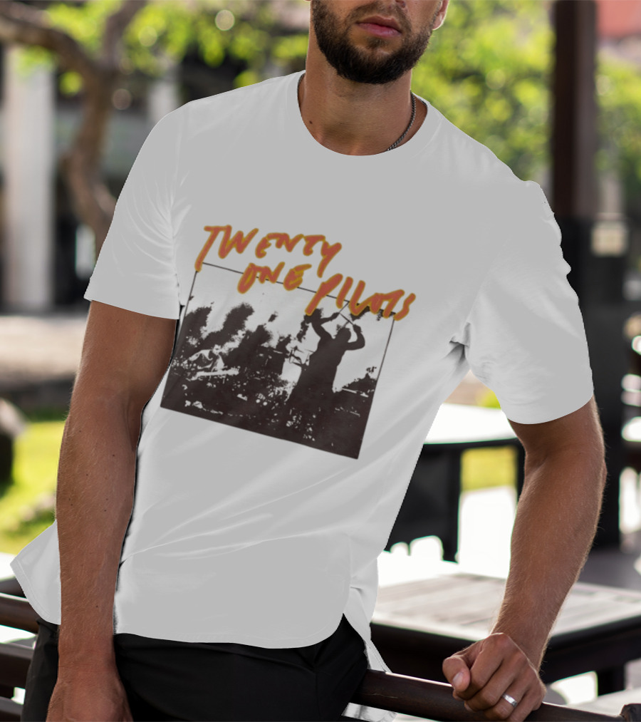 Twenty One Pilots Live Photo Silhouette Drummer Stage Performance T-Shirt