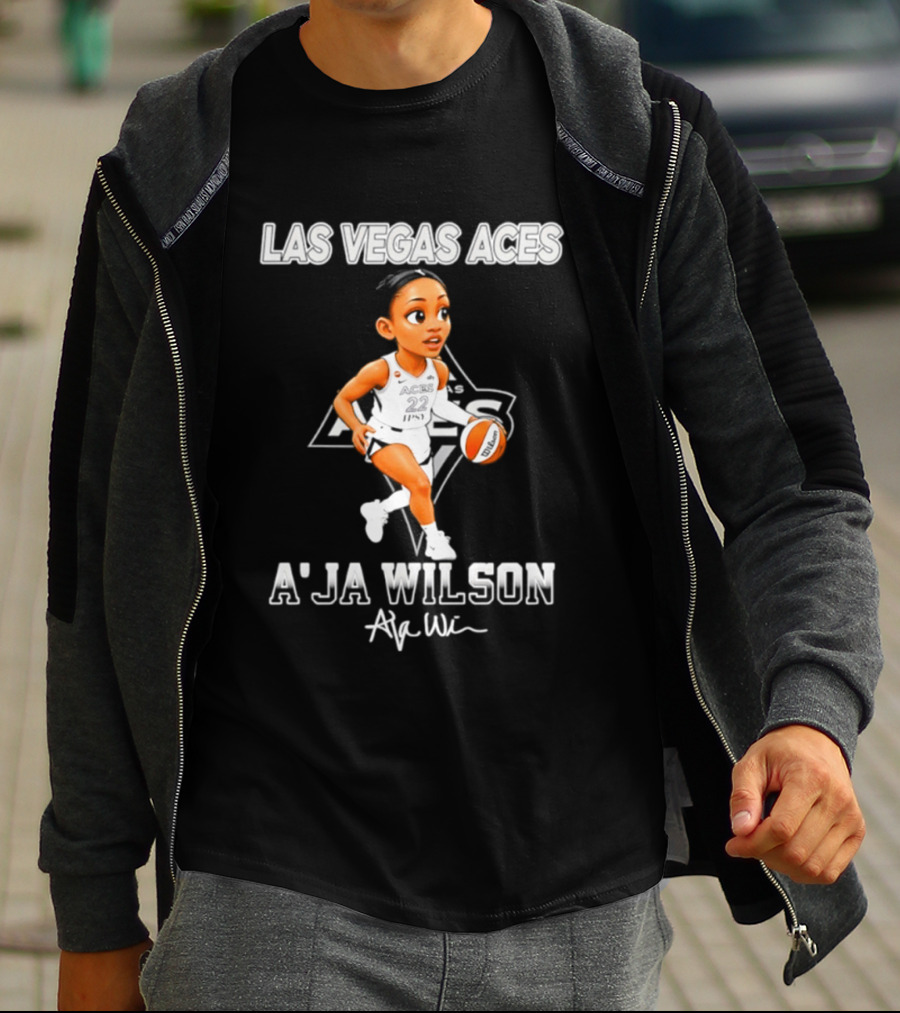 Las Vegas Aces A'ja Wilson Cartoon Basketball Player WNBA T-Shirt
