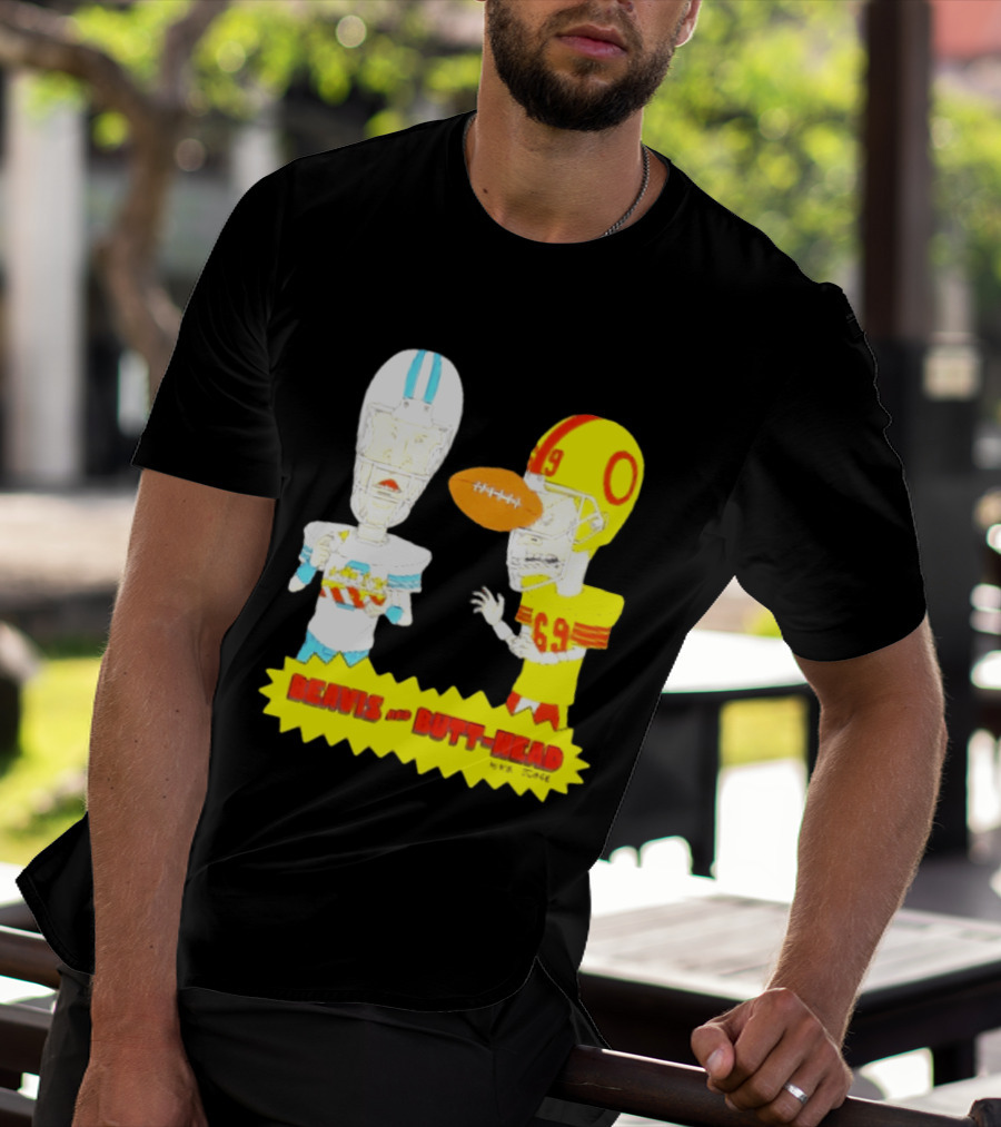 Beavis And Butt Head Football Parody Player Cartoons MTV Series 90s Humor T-Shirt