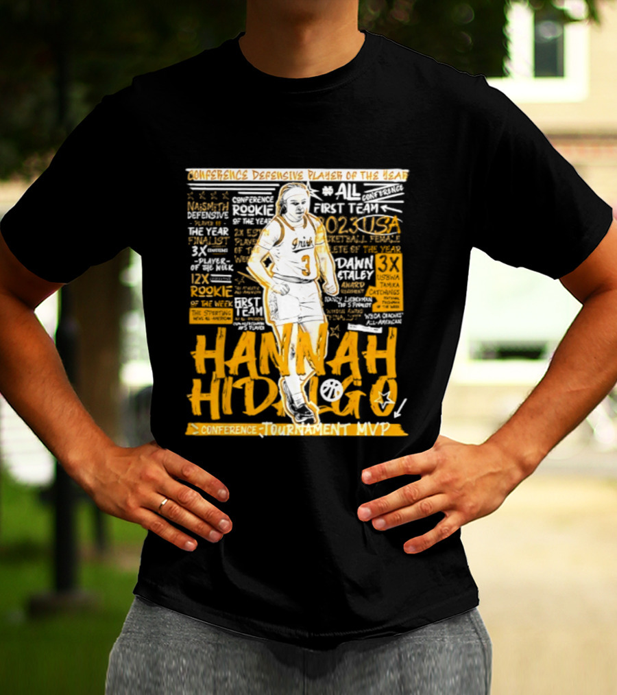 Hannah Hidalgo 2023 NCAA Conference Defensive Player Of The Year Tournament MVP Rookie Team Honors T-Shirt