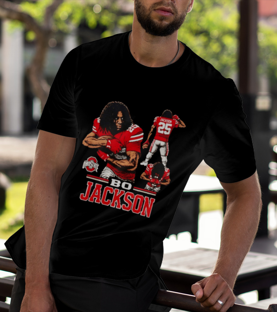 Ohio State Buckeyes Bo Jackson Football Player 25 Red Jersey T-Shirt