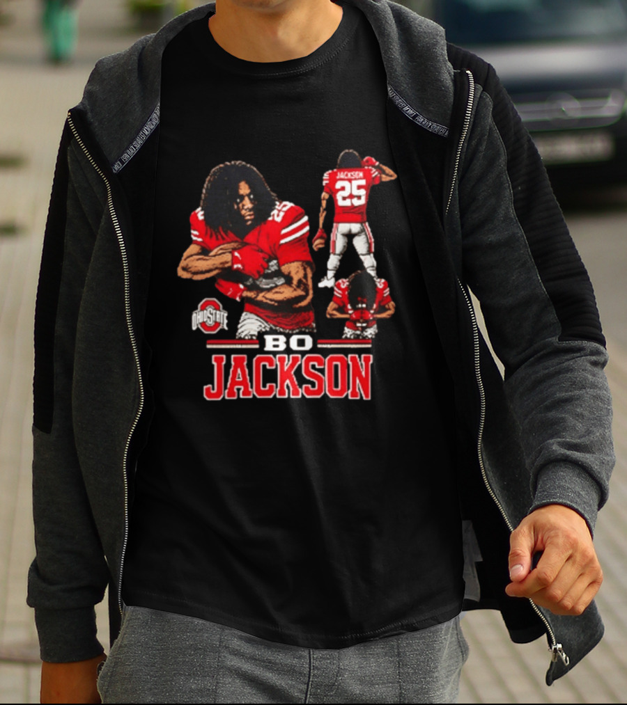Ohio State Buckeyes Bo Jackson Football Player 25 Red Jersey T-Shirt